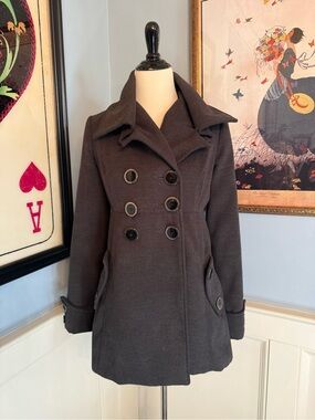 Vintage Y2K Jolt Gray 3/4 Length Double Breasted Pea Coat Sz M